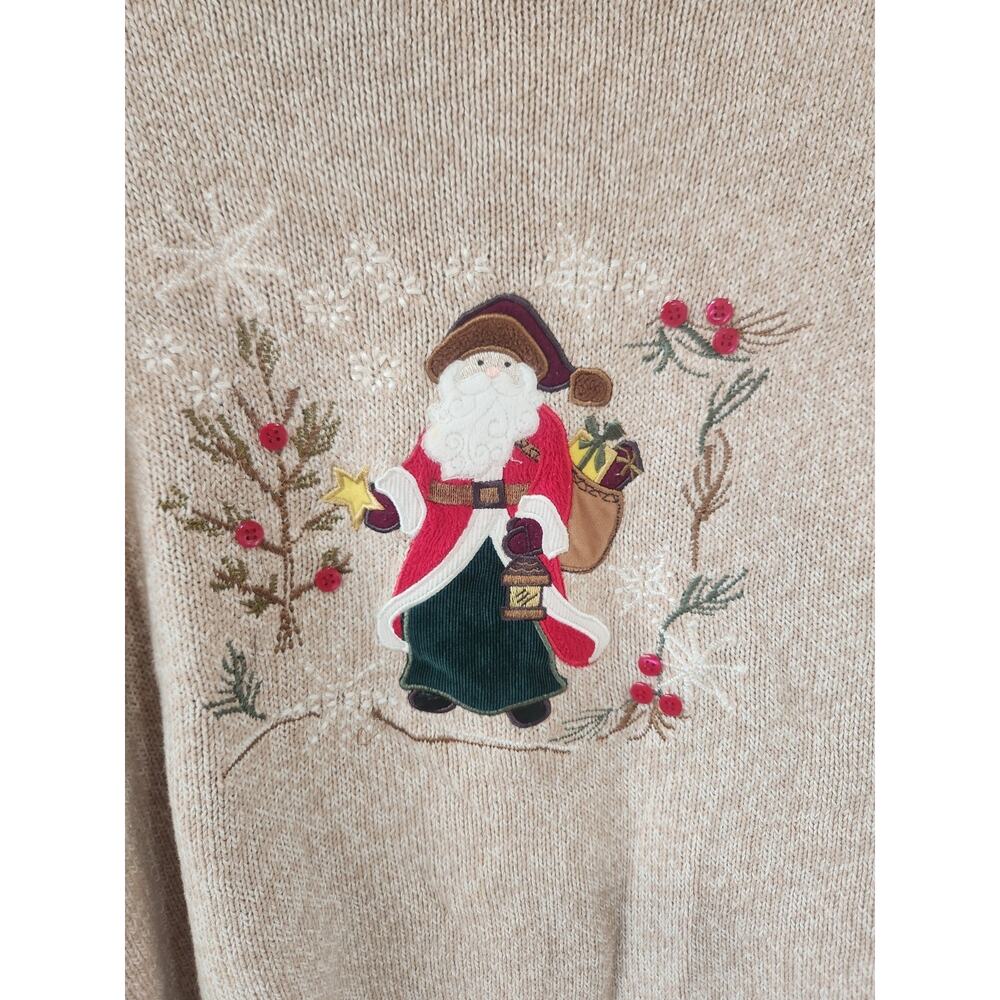 Christopher & Banks Pullover Holiday Santa Christmas Sweater Women’s Sz Med - Picture 2 of 4